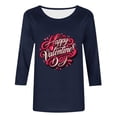 thumbnail image 3 of FMFYFH Hauts de la Saint-Valentin à Manches 3/4 pour Femmes, T-Shirts à Col Rond, Tunique Ample Décontractée, 3 of 5