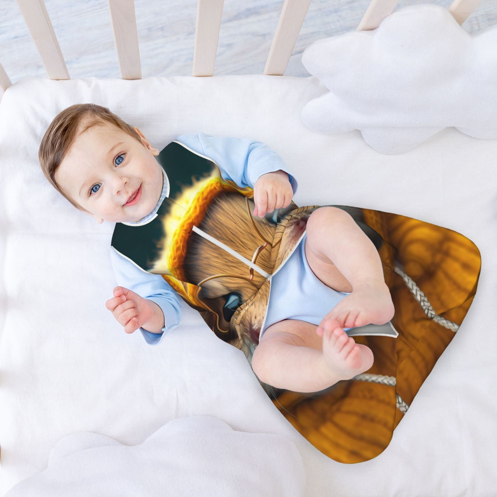 Rateoe Modern Yellow Sweater Guinea Pig Print Cotton Baby Sleep Sack, Baby Sleeping Bag with Two-Way Zipper,Wearable Blanket for Newborn Baby Boys and Girls-Medium
