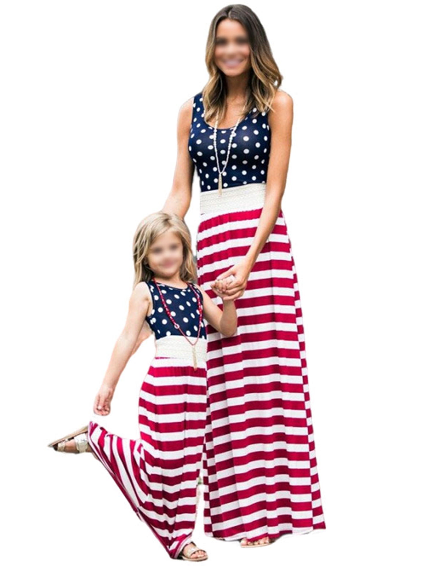 MAWCLOS Mommy and Me Matching Dresses Casual Sleevelesss Family