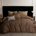 thumbnail image 5 of MooMee Duvet Cover Set King 600-TC 100% Extra Long-Staple Cotton Sateen Silky Smooth Luxury (Chocolate Brown), 5 of 6