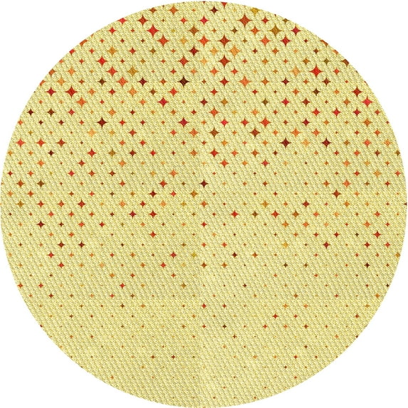 Ahgly Company Machine Washable Indoor Round Transitional Yellow Area Rugs, 5' Round