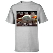 Star Wars The Mandalorian The Child When Your Song Comes On - Short Sleeve T-Shirt for Kids - Customized-Athletic Heather