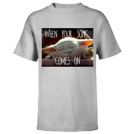 Star Wars The Mandalorian The Child When Your Song Comes On - Short Sleeve T-Shirt for Kids - Customized-Athletic Heather