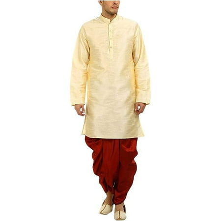

Royal Kurta Men s Golden Silk Dhoti Kurta Set
