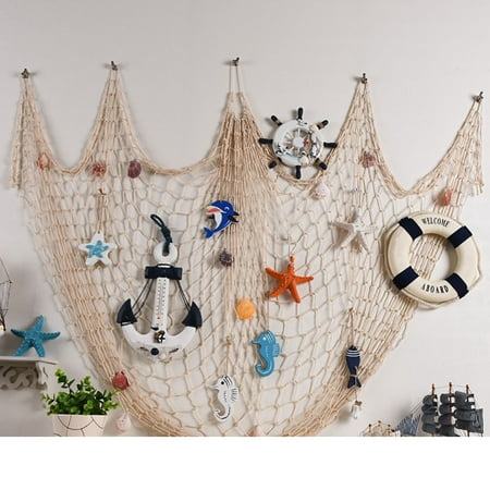 Creamy White Fishing Net Beach Theme Decor for Party Home Living Room