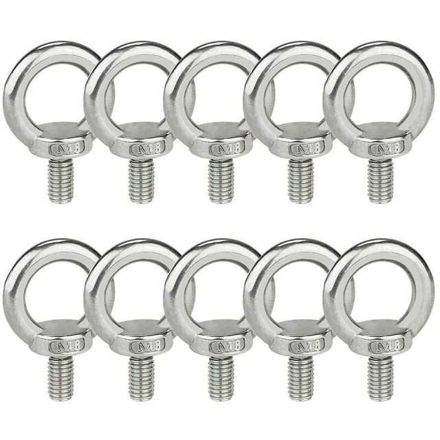 Pernos de ojo M8 Anillo de elevación Rosca macho Acero inoxidable 304 10 PCS Anillos de elevación, Tornillo de ojo redondo para pernos y equipos de elevación de ingeniería marina