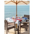thumbnail image 3 of Outdoor Tablecloth with Umbrella Hole for Patio/Picnic/Party/Camping, Independence Day Waterproof Table Cloth Square Cover Washable, Red Blue Poppy Floral 4th of July Plaid (54"x 54"), 3 of 8