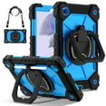 thumbnail image 4 of SaniMore Case for Samsung Galaxy Tab A7 Lite 8.7 inch 2021 Model (SM-T220/T225), Shockproof Shoulder Strap 360° Rotating Handle Bracket Pencil Holder Tri-layer Hybird Anti-drop Kids Shell, Black+Blue, 4 of 9