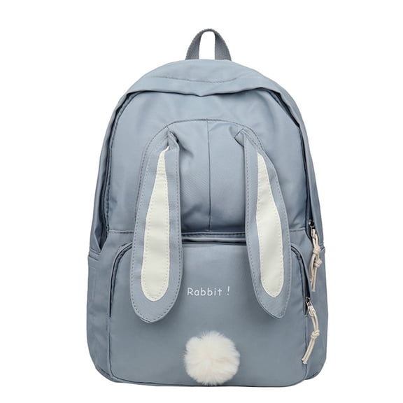 Cute Bunny Ear Backpack Women Laptop Bookbag ,Rabbit Big Capacity Bag Travel Hiking Camping Daypack Bag-Blue
