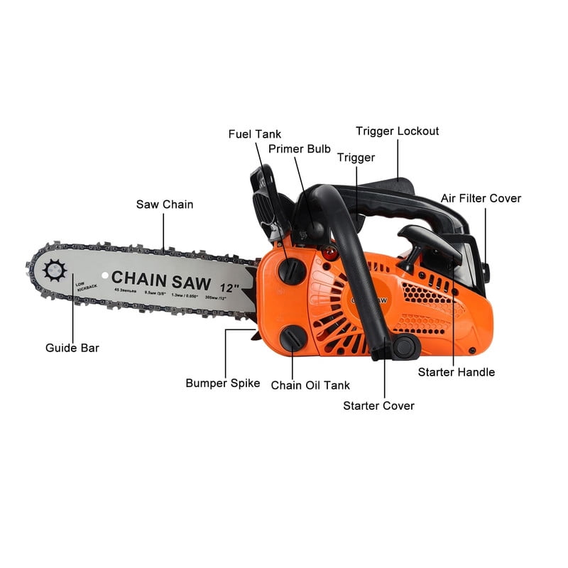 Floseru 12 Inch Top Handle Gas Chainsaw 25.4cc 2-Stroke Portable Small Gas Powered Chain Saws for Tree-climbing Tree Pruning Wood Cutting Firewood Preparation Yard Maintenance