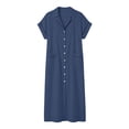 thumbnail image 7 of Efsteb Sumner Dresses for Women 2026 Button Collared Short Sleeve Shirts Dress with Pockets Casual Loose Fit Summer Dress (Navy,M), 7 of 7