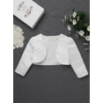 thumbnail image 3 of iiniim Girls Long Sleeve Flower Adorned Bolero Shrug Wedding Flower Girls First Communion Cardigan, 3 of 7