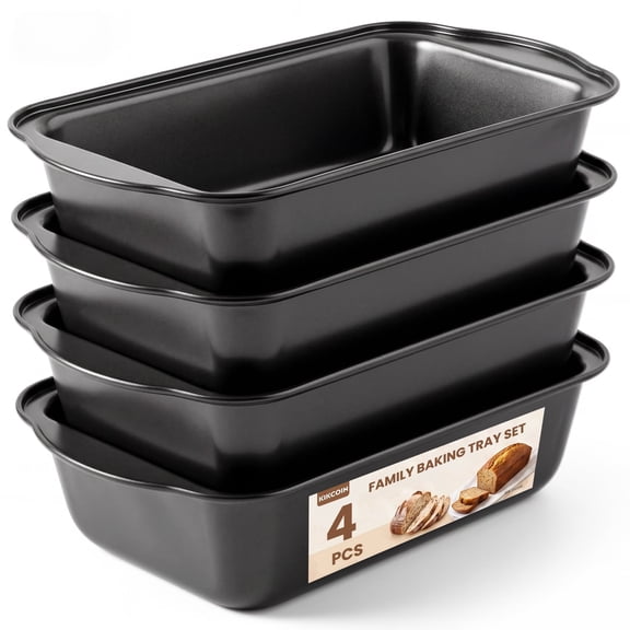 Kikcoin 4-Piece Loaf Pan Set, 9"*5" Non-Stick Baking Pan, Carbon Steel Bakeware, Easy Release & Oven Safe Meatloaf Pan for Banana Bread, Cake & Pastry Baking