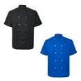thumbnail image 1 of TOPTIE 2 Pack Unisex Short Sleeve Chef Coat Jacket, Black / Royal Blue, 1 of 6