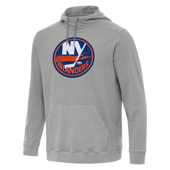 Men's Antigua Heather Gray New York Islanders Cloud Pullover Hoodie