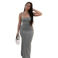 thumbnail image 3 of Vestido Largo ajustado Minnieouse Ropa de fiesta Cami Correas Sin mangas Piel multicolor Gris/S, 3 of 6