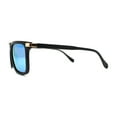thumbnail image 4 of Mens No Glare Polarized Flat Top Horn Rim Rectangle Sunglasses Matte Black Blue Mirror, 4 of 4