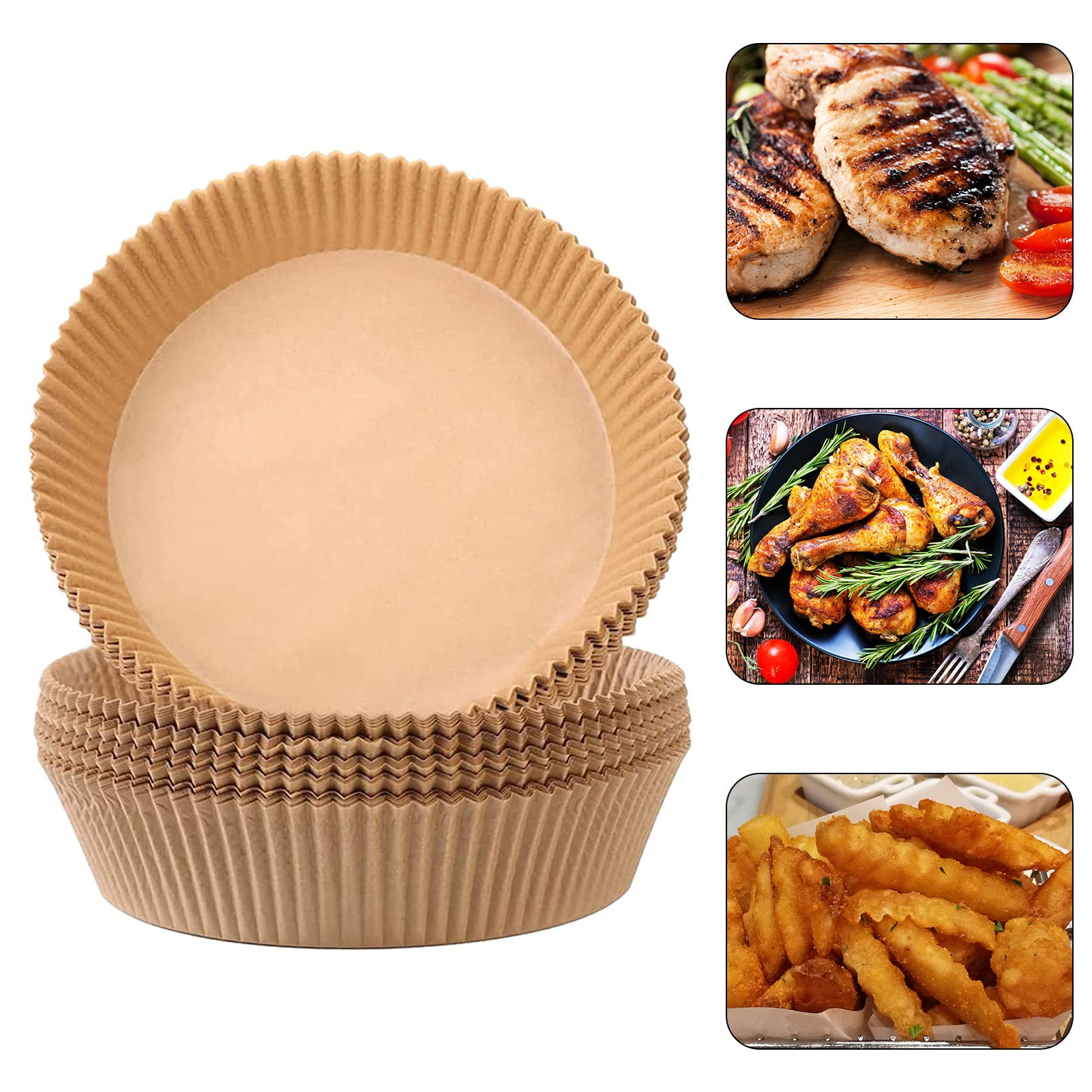 HEQUSIGNS Air Fryer Parchment Paper Liners, 50 Pcs 6.3 inch Non-Stick Disposable Air Fryer Liners Parchment Paper Liner for Air Fryer for Baking Roasting Microwave