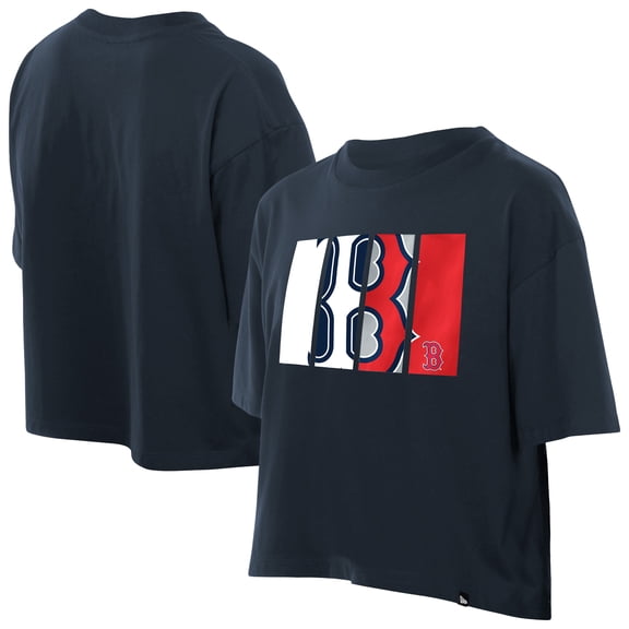 Women's New Era Navy Boston Red Sox Boxy Foil Logo T-Shirt