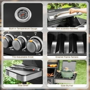 MF Studio 4 Burner Propane Gas Grill and Griddle Combo with Side Burner BBQ Grill - Black