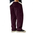 thumbnail image 4 of WTOBBY Men's Solid Color Corduroy Trousers, Casual Fashion Pants for Vintage Style and Everyday Comfort, Soft Ribbed Fabric and Relaxed Fit,Wine L, 4 of 4