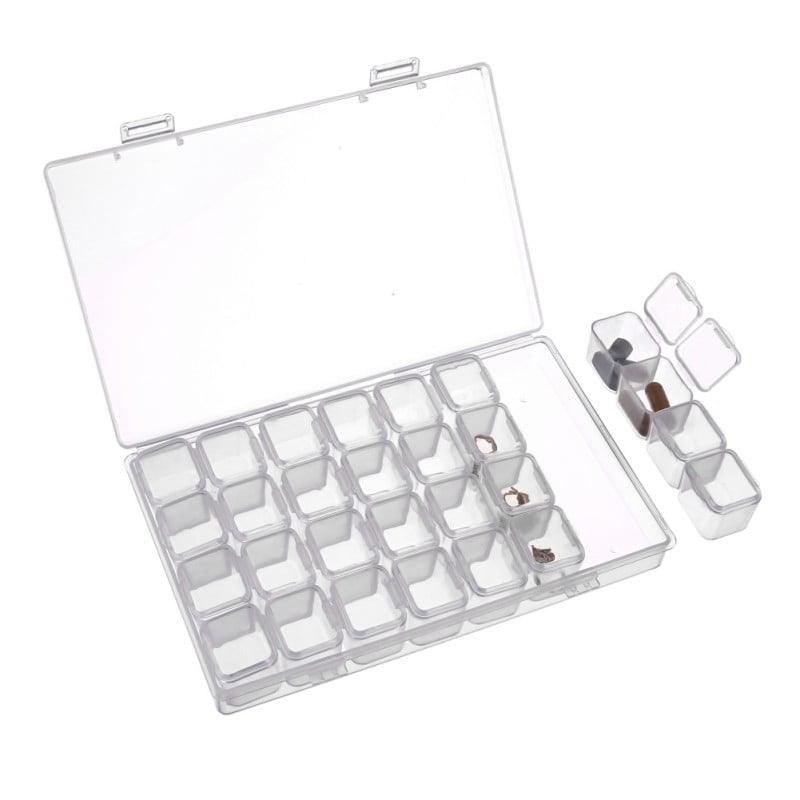 StaiBC Adjustable 24 Compartment Slot Plastic Storage Box Jewelry Tool Container