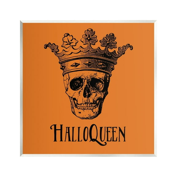 Stupell Industries HalloQueen Skull in Crown Holiday Painting Unframed Art Print Wall Art, 12 x 12
