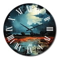 thumbnail image 4 of Designart "Dramatic Nights with Lightning VII" Landscapes Oversized Wall Clock, 4 of 5