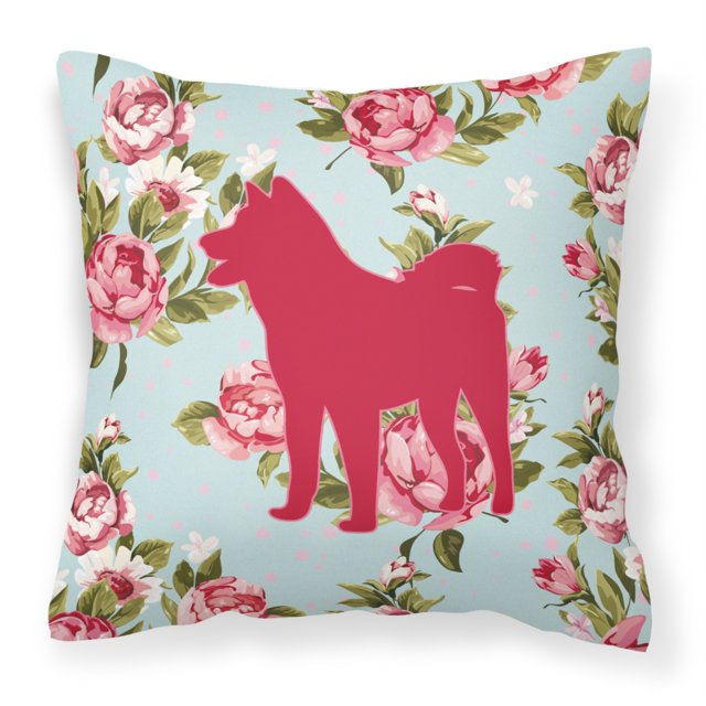 "Caroline's Treasures BB1082-RS-BU-PW1818 Almohada decorativa de rosas azules Shabby Chic de Akita, 18" x 18 ", multicolor Caroline's Treasures BB1082-RS-BU-PW1818