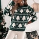 thumbnail image 3 of Parte Superior De La Camisa Jerseys de ganchillo para mujer, estilo navideño, medio cuello alto, atuendo diario informal Cgtredaw Verde Xl para Mujer, 3 of 6