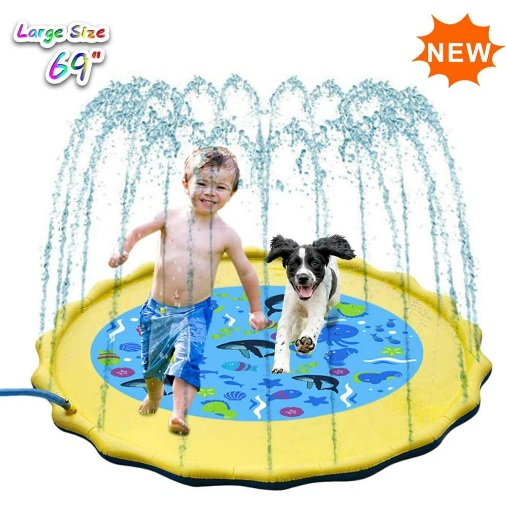 Splash Pad Sprinkler for Kids 69 Inches Wading Pool Inflatable Water