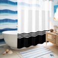thumbnail image 5 of No Hook Shower Curtain, Black White Striped Shower Curtains for Bathroom with See Through Top Window, Modern Abstract Art Aesthetics Waterproof & Washable Bath Curtain Stall 48"x72", 5 of 9