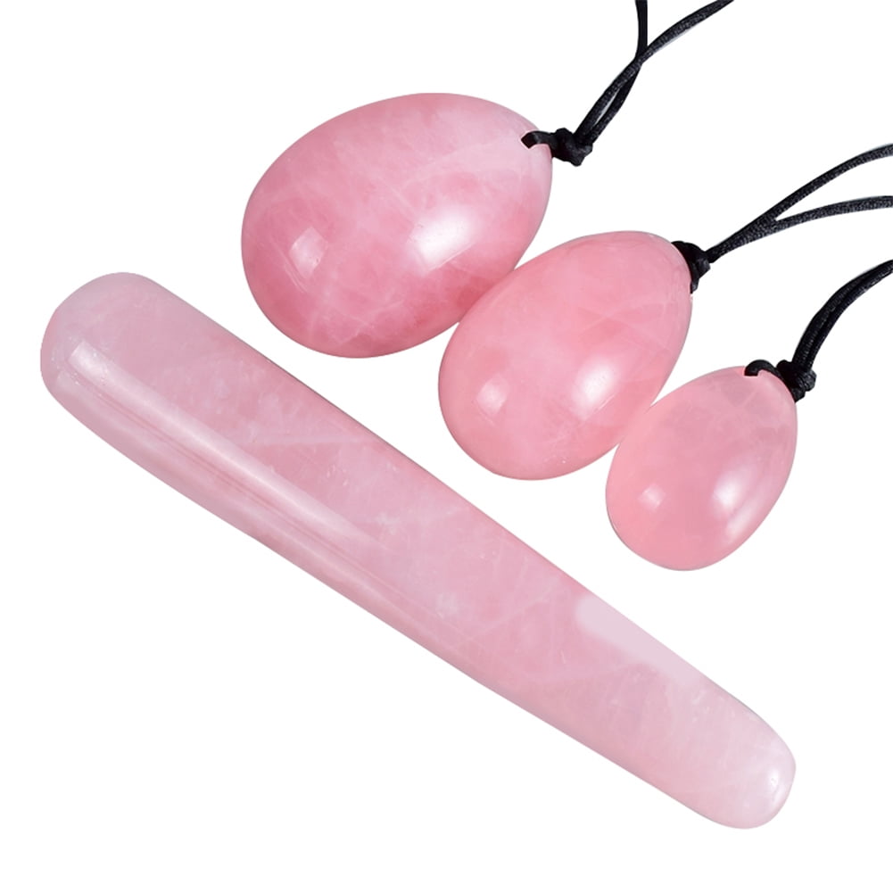 LeKing 4PCS Massager Set Natural Rose Quartz Women's Private Part