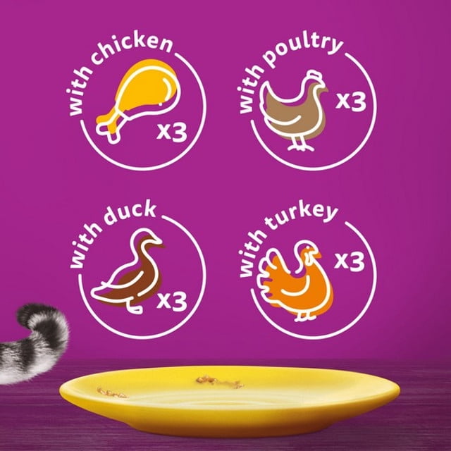 WHISKAS 7+ Cat Pouches Poultry Feasts in Gravy Cat Food 12x85g
