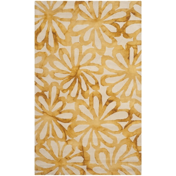 SAFAVIEH Dip Dye Jessamine Floral Wool Area Rug, Beige/Gold, 5' x 8'