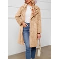 thumbnail image 2 of Women's Faux Fur Coat Suit Jacket Lapel Buttons Long Sleeve Winter Warm Coats Plush Blazers Overcoat Outwear, 2 of 4