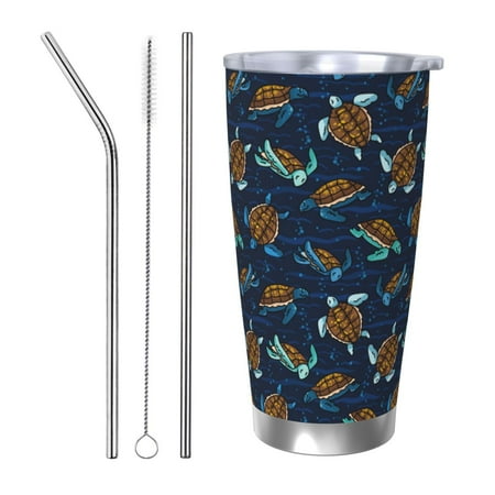 

Vsdgher Sea Turtles Swimming 20 Oz Stainless Steel Vacuum Insulated Travel Mug Coffee Cup for Home Office Outdoor Works Great for Ice Drinks and Hot Beverage -Straw Three-piece Set