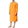 thumbnail image 2 of Unique Bargains Men's Nightshirt Cotton Sleep Shirt Long Sleeve Nightgown Sleepwear 2XL Orange, 2 of 5