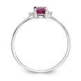 thumbnail image 2 of 10K White Gold Ring Band with Stones (07) July Ruby Oval Red Diamond Round, Size 5, 2 of 5