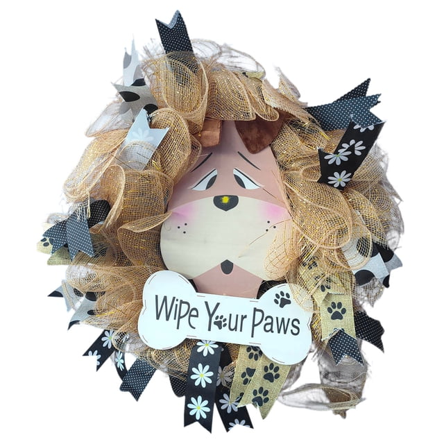 BKER New Dog Head Garland Rattan Ring Door Hanging Garden Window Decoration Wreath