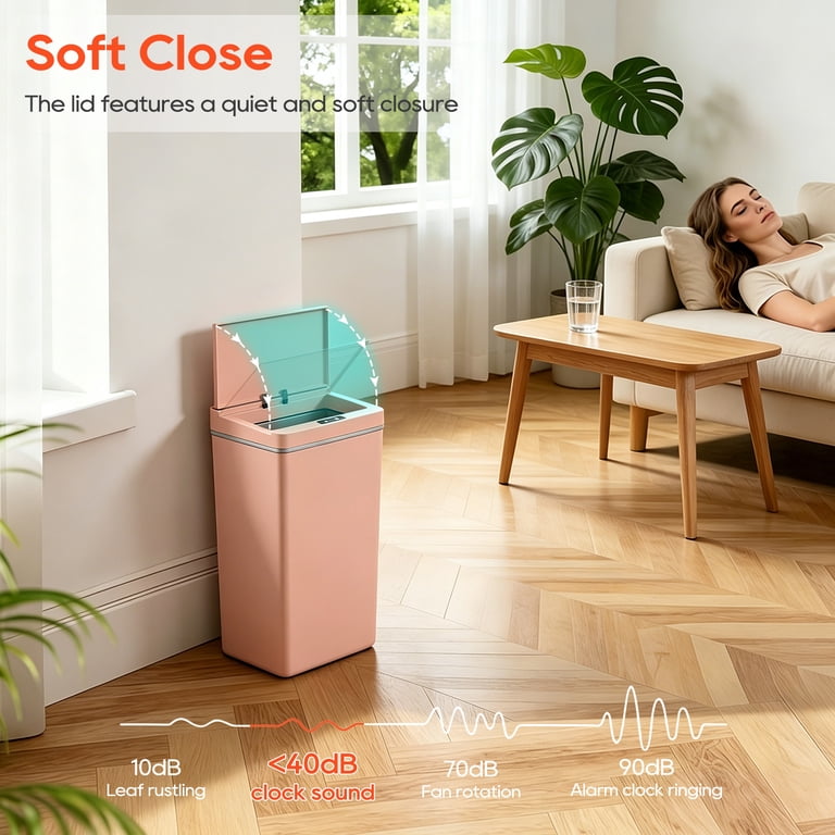 13 Gallon Touchless Motion Sensor Trash Can, High-Capacity Waste