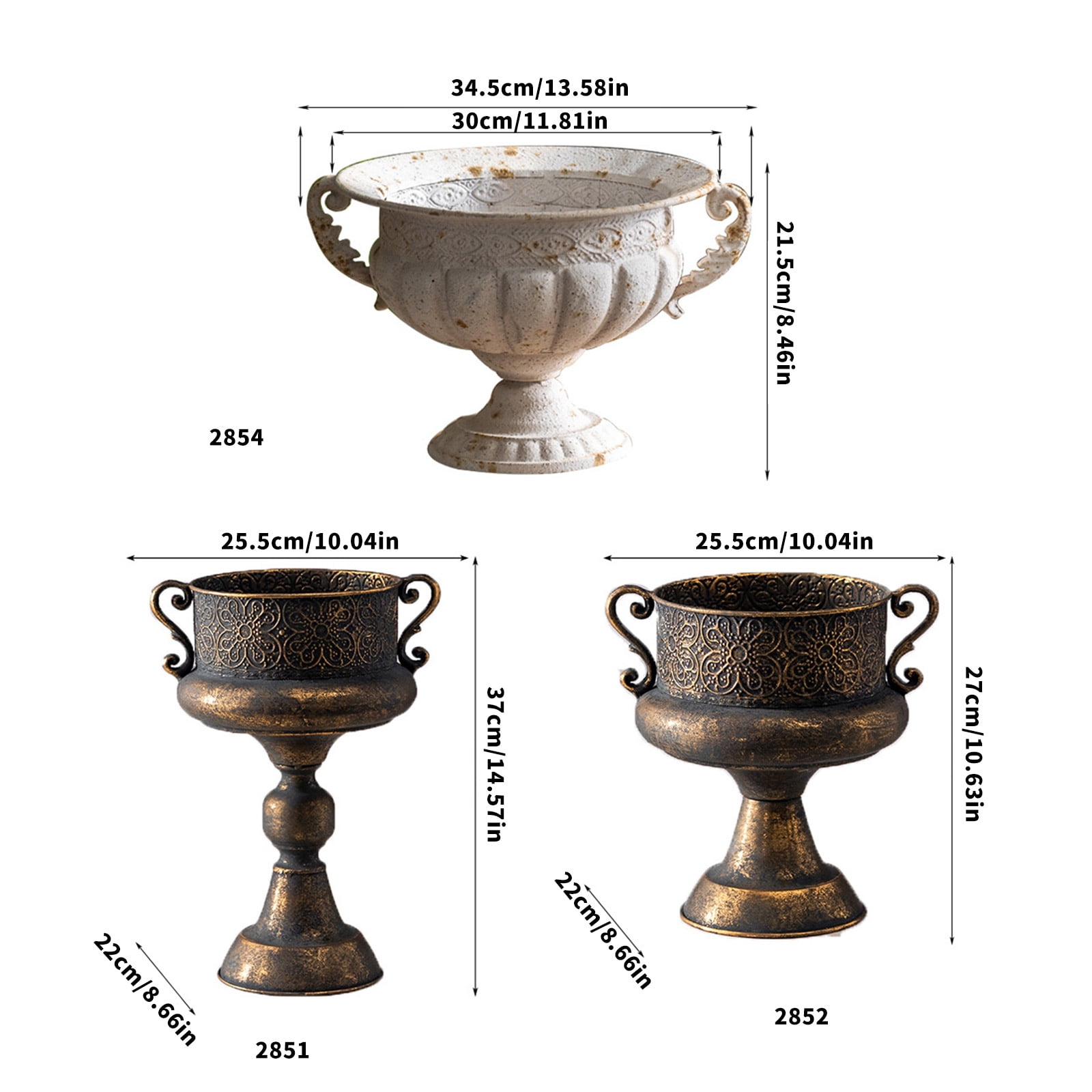 Iron Flower Pots Planter Decorative Urn With Embossed Relief Detail Adding Elegances To Porch Or Living Room Centerpiece