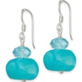 thumbnail image 2 of Sterling Silver Aquamarine Crystal And Blue Jade Earrings (30 X 13) Made In Thailand qe6083, 2 of 5