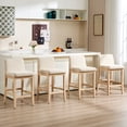 thumbnail image 5 of Zesthouse 25.8" Modern Bar Stools Set of 2, Wooden Counter Height Barstools with Back, Upholstered Linen Counter Stools with Natural Solid Wood Legs for Kitchen Island, Beige, 5 of 11