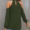 thumbnail image 3 of Womens Cold Shoulder Tops, Long Sleeve Shirts for Women Lightweight Casual Loose Fit Solid Color Notch Crewneck Dressy Blouses, 3 of 3