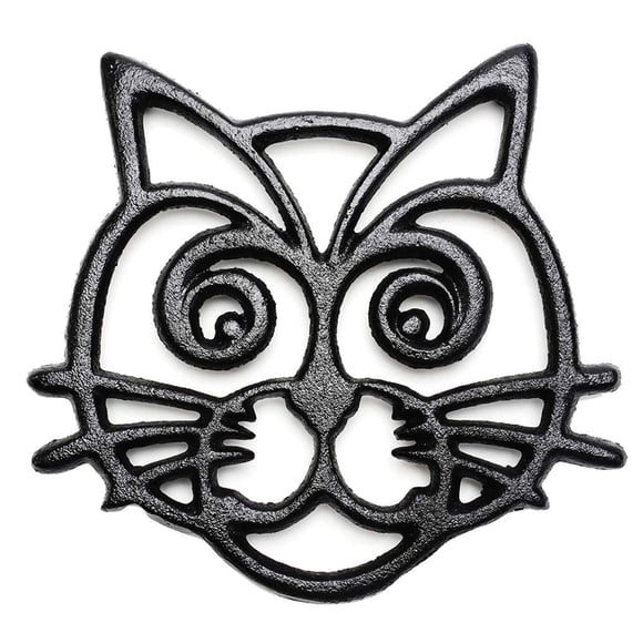 Sungmor Trivet de Hierro Fundido, Trivet Decorativo a Prueba de Óxido para Mesa de Cocina O Comedor, 6.3" x 5.1" con Patrón Vintage de Adorable Gato Negro