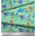 thumbnail image 2 of Soimoi Green Cotton Duck Fabric Jelly & Starfish Ocean Print Fabric by Yard 44 Inch Wide, 2 of 3