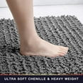 thumbnail image 4 of Walensee Non-Slip Bathroom Rugs Chenille Soft Striped Plush Bath Mat, 24" x 44", Grey, 4 of 9