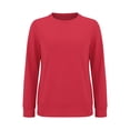 thumbnail image 6 of Endives Women's Long Sleeve Shirts Round Neck Womens Tops Solid Color Basic Tee T Shirts Streetwear Outerwear S-5XL Red, 6 of 7