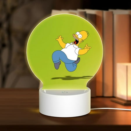 

Father The Simpsons Round Acrylic Night Light USB Cable LED Lamp Base with Touch Control Adjustable 3 Light Modes Nightlight Decorative